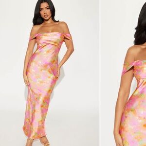 Floral Satin Maxi Dress